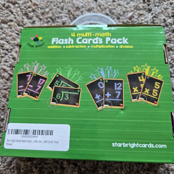 Star Right 4-Multi Math Flash Cards Pack Addition Subtraction Division - Picture 2 of 3